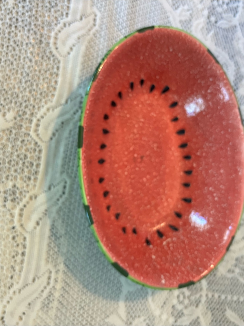 Ceramic Watermelon Serving Dish in Red and Green